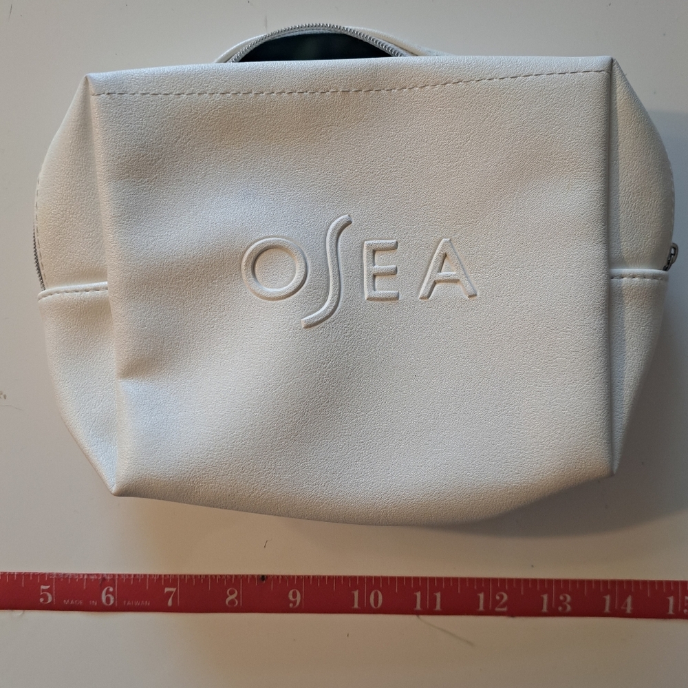 Rare* OSEA Malibu White Vegan Leather Cosmetic Bag